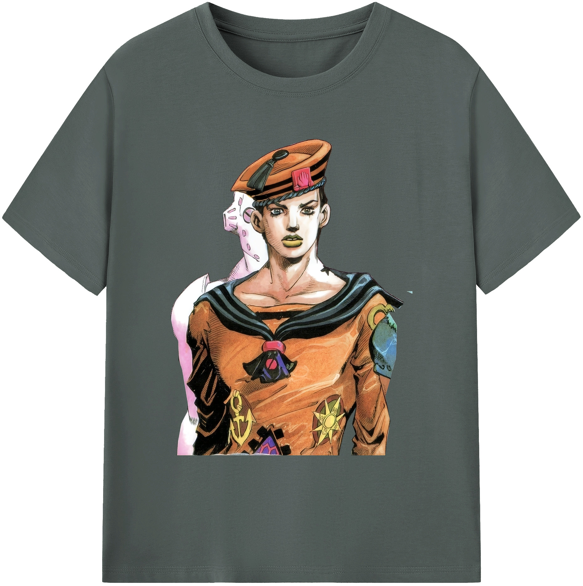 （画像用） ジョジョの奇妙な冒険 東方定助 JoJo's Bizarre Adventure Higashikata Josuke 綿100％ メンズ半袖Tシャツ｜肌触りやわらか＆通気性